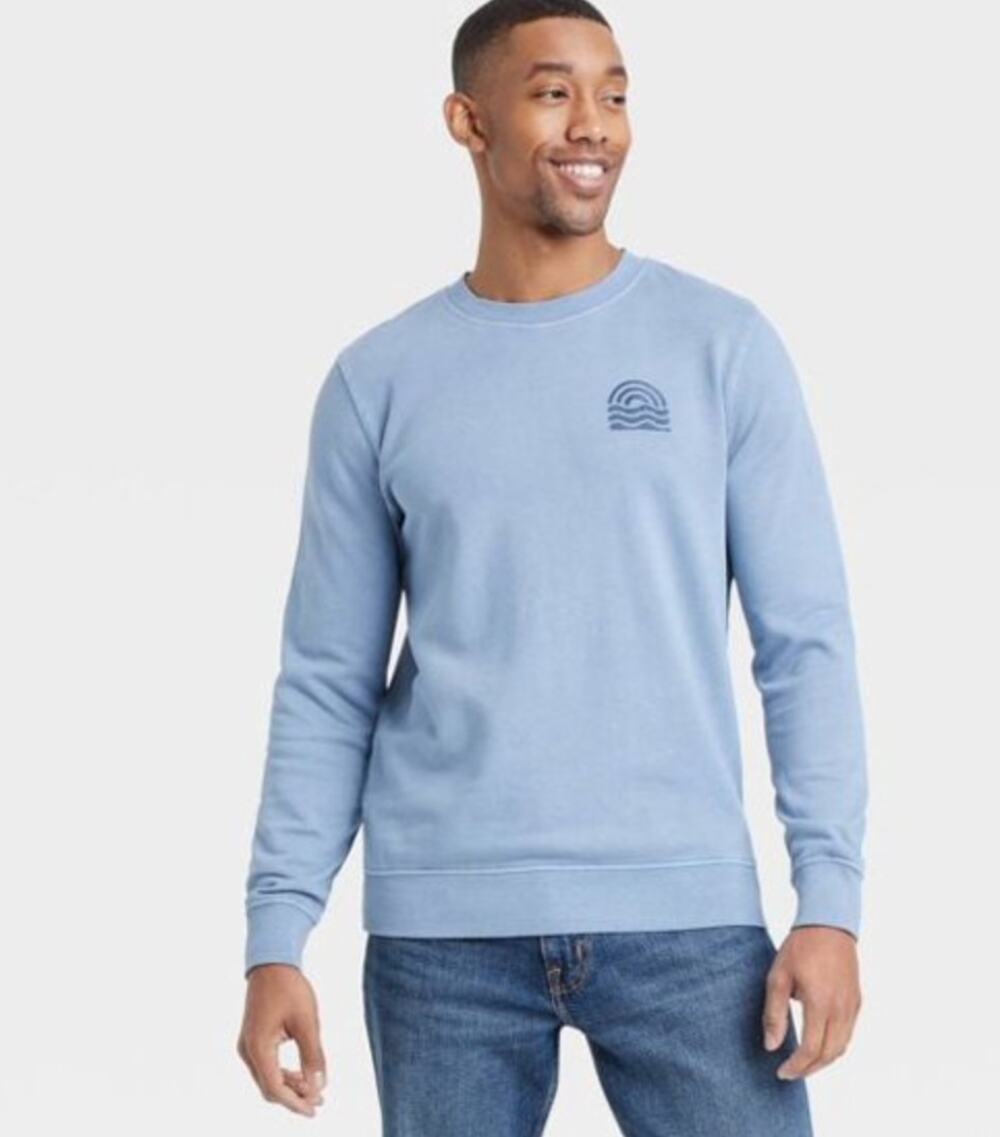 GOODFELLOW + CO. | MEN'S TERRY CREW NECK WAVE SWEATSHIRT | MEDIUM